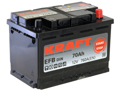 Автомобильный аккумулятор KrafT EFB 70 R / EFB-L3
