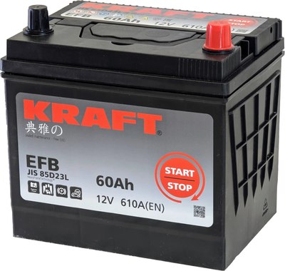 Автомобильный аккумулятор KrafT EFB Asia 60 JR / EFB-D23 - фото