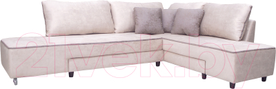 Диван угловой Петрамебель Оскар левый (велюр бежевый/сохо 02 темно-бежевый) - фото