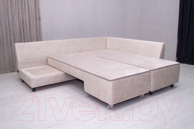 Диван угловой Петрамебель Оскар левый (велюр бежевый/сохо 02 темно-бежевый)