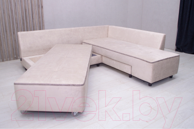 Диван угловой Петрамебель Оскар левый (велюр бежевый/сохо 02 темно-бежевый)