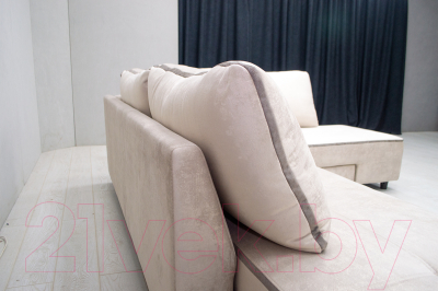 Диван угловой Петрамебель Оскар левый (велюр бежевый/сохо 02 темно-бежевый)