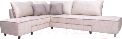 Диван угловой Петрамебель Оскар правый (велюр бежевый/сохо 02 темно-бежевый) - фото