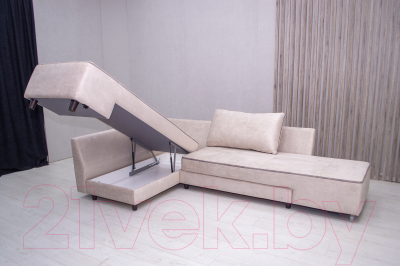 Диван угловой Петрамебель Оскар правый (велюр бежевый/сохо 02 темно-бежевый)