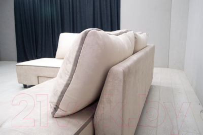 Диван угловой Петрамебель Оскар правый (велюр бежевый/сохо 02 темно-бежевый)