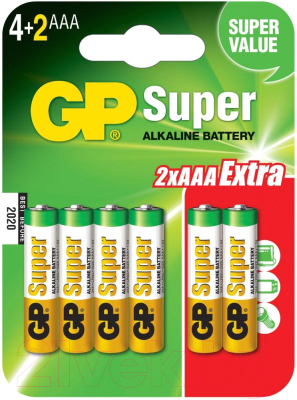 Комплект батареек GP Batteries Super LR03/24A 6BP - фото