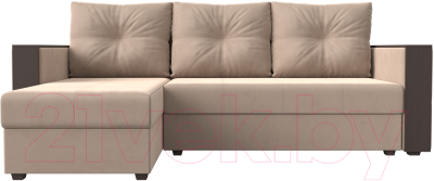 Диван угловой Лига Диванов Валенсия Лайт левый (велюр бежевый)