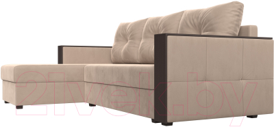 Диван угловой Лига Диванов Валенсия Лайт левый (велюр бежевый)