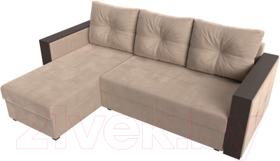 Диван угловой Лига Диванов Валенсия Лайт левый (велюр бежевый)