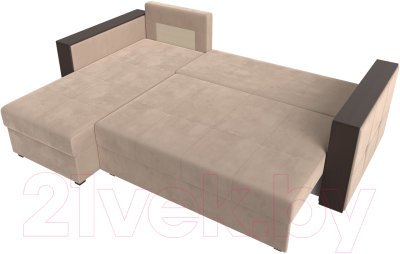 Диван угловой Лига Диванов Валенсия Лайт левый (велюр бежевый)