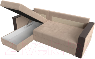 Диван угловой Лига Диванов Валенсия Лайт левый (велюр бежевый)