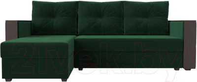 Диван угловой Лига Диванов Валенсия Лайт левый (велюр зеленый)