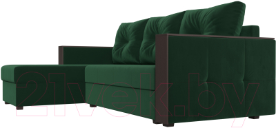 Диван угловой Лига Диванов Валенсия Лайт левый (велюр зеленый)
