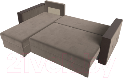 Диван угловой Лига Диванов Валенсия Лайт левый (велюр коричневый)