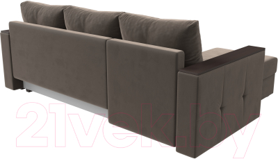 Диван угловой Лига Диванов Валенсия Лайт левый (велюр коричневый)