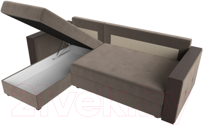 Диван угловой Лига Диванов Валенсия Лайт левый (велюр коричневый)