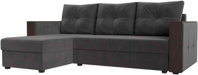 Диван угловой Лига Диванов Валенсия Лайт левый (велюр серый) - фото