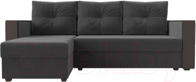 Диван угловой Лига Диванов Валенсия Лайт левый (велюр серый)