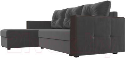 Диван угловой Лига Диванов Валенсия Лайт левый (велюр серый)