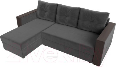 Диван угловой Лига Диванов Валенсия Лайт левый (велюр серый)