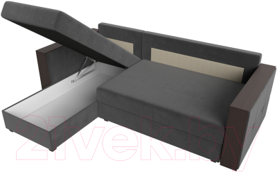 Диван угловой Лига Диванов Валенсия Лайт левый (велюр серый)