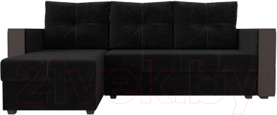 Диван угловой Лига Диванов Валенсия Лайт левый (велюр черный)