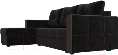 Диван угловой Лига Диванов Валенсия Лайт левый (велюр черный)