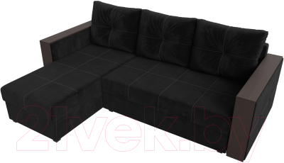 Диван угловой Лига Диванов Валенсия Лайт левый (велюр черный)