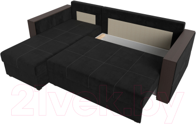 Диван угловой Лига Диванов Валенсия Лайт левый (велюр черный)