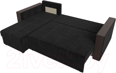 Диван угловой Лига Диванов Валенсия Лайт левый (велюр черный)