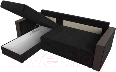 Диван угловой Лига Диванов Валенсия Лайт левый (велюр черный)