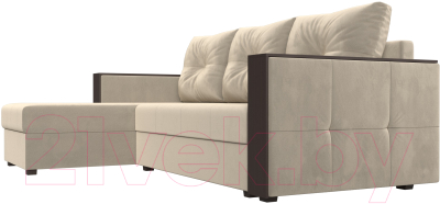 Диван угловой Лига Диванов Валенсия Лайт левый (микровельвет бежевый)