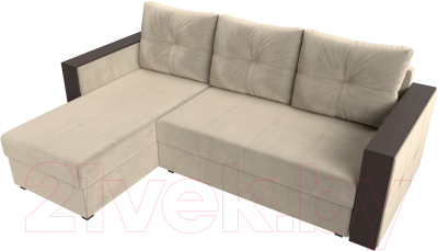 Диван угловой Лига Диванов Валенсия Лайт левый (микровельвет бежевый)