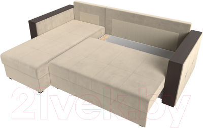 Диван угловой Лига Диванов Валенсия Лайт левый (микровельвет бежевый)