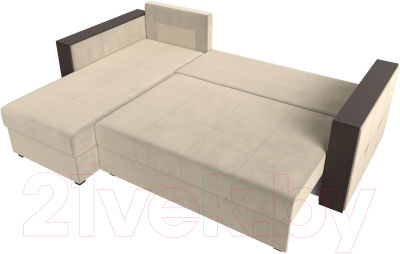 Диван угловой Лига Диванов Валенсия Лайт левый (микровельвет бежевый)