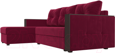Диван угловой Лига Диванов Валенсия Лайт левый (микровельвет бордовый)
