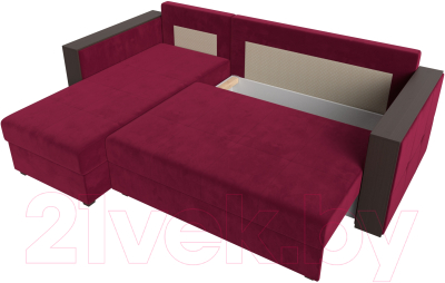 Диван угловой Лига Диванов Валенсия Лайт левый (микровельвет бордовый)