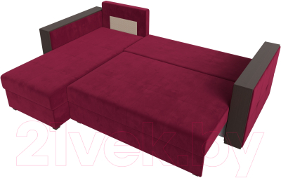 Диван угловой Лига Диванов Валенсия Лайт левый (микровельвет бордовый)
