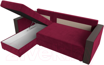 Диван угловой Лига Диванов Валенсия Лайт левый (микровельвет бордовый)