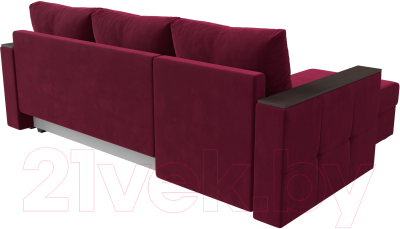 Диван угловой Лига Диванов Валенсия Лайт левый (микровельвет бордовый)