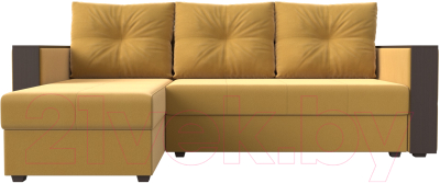 Диван угловой Лига Диванов Валенсия Лайт левый (микровельвет желтый)