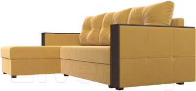 Диван угловой Лига Диванов Валенсия Лайт левый (микровельвет желтый)