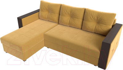 Диван угловой Лига Диванов Валенсия Лайт левый (микровельвет желтый)