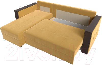Диван угловой Лига Диванов Валенсия Лайт левый (микровельвет желтый)