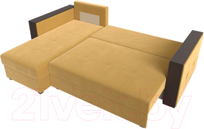 Диван угловой Лига Диванов Валенсия Лайт левый (микровельвет желтый)