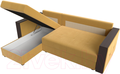 Диван угловой Лига Диванов Валенсия Лайт левый (микровельвет желтый)