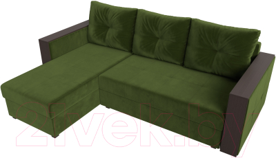 Диван угловой Лига Диванов Валенсия Лайт левый (микровельвет зеленый)