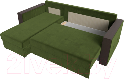 Диван угловой Лига Диванов Валенсия Лайт левый (микровельвет зеленый)