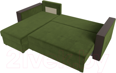 Диван угловой Лига Диванов Валенсия Лайт левый (микровельвет зеленый)