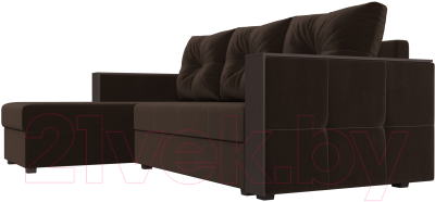 Диван угловой Лига Диванов Валенсия Лайт левый (микровельвет коричневый)